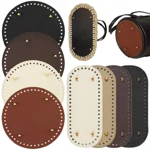 8Pcs PU Leather Bag Bottom 5.9" Round Bags Bottom Shaper Pad 8.6"x3.9" Oval Bag Cushion Base Bottom Shaper for DIY Knitting Crochet Bag Tote Bucket Handbag DIY Craft Supplies Handicraft