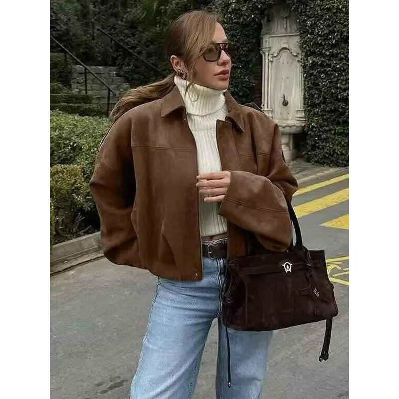 Aviator Jacket Woman,New In Coats And Jackets,Zip Up Jacket Women's Winter Jacket,Suede Jacket,Oversized Pilot Jacket Cropped Fit, 2025 Streetwear Pleats Short Jacket Woman ?