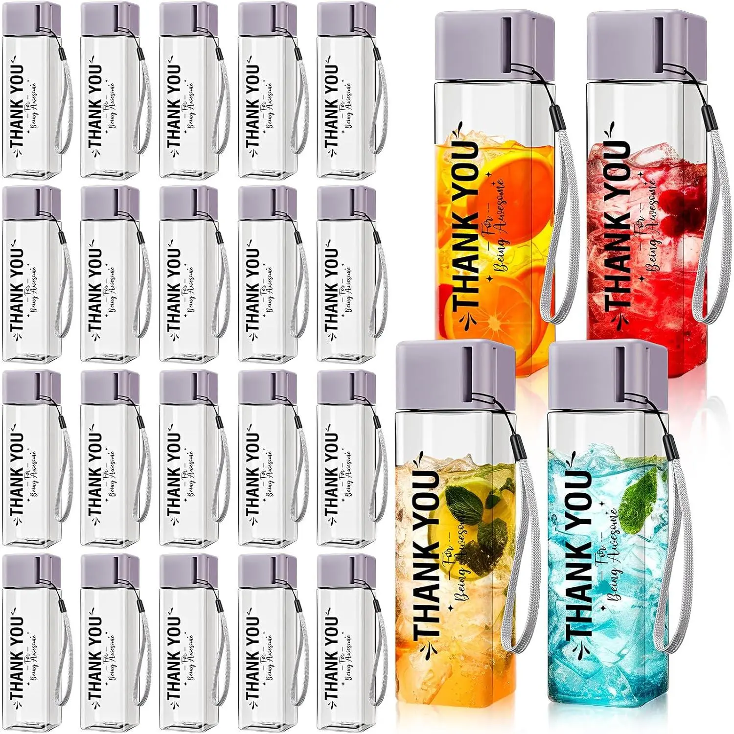 24 count Thank You Water Bottles Bulk 17 oz Employee Appreciation Gifts Plastic Water Bottle  Cup Inspirational Thank You  for Coworker Teacher Nurse Recognition Birthday(Green)