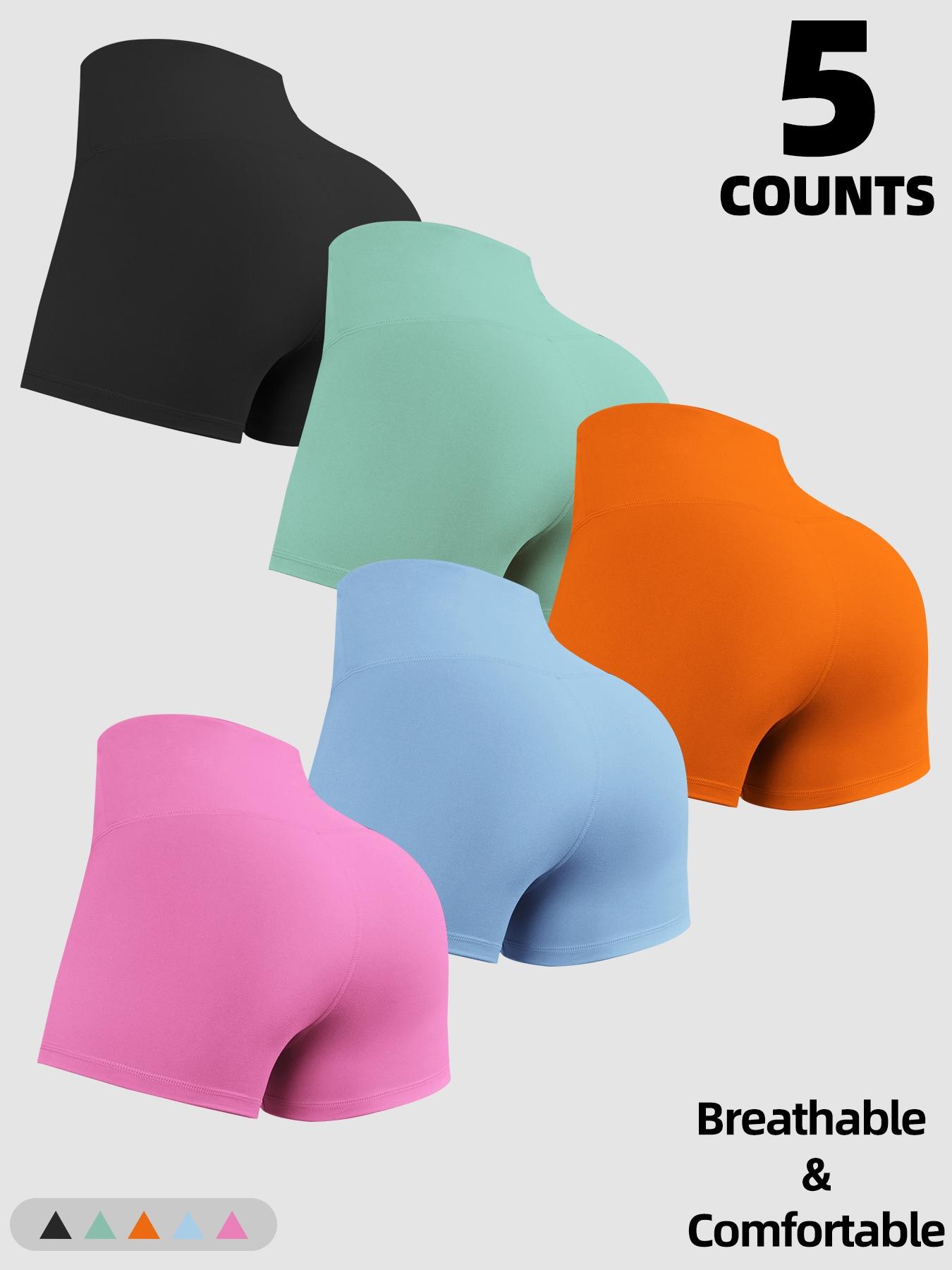 Women's Solid Color Gym Shorts, Breathable Comfortable High Stretch Shorts for Yoga Gym Workout Running, Ladies Sportswear for Summer