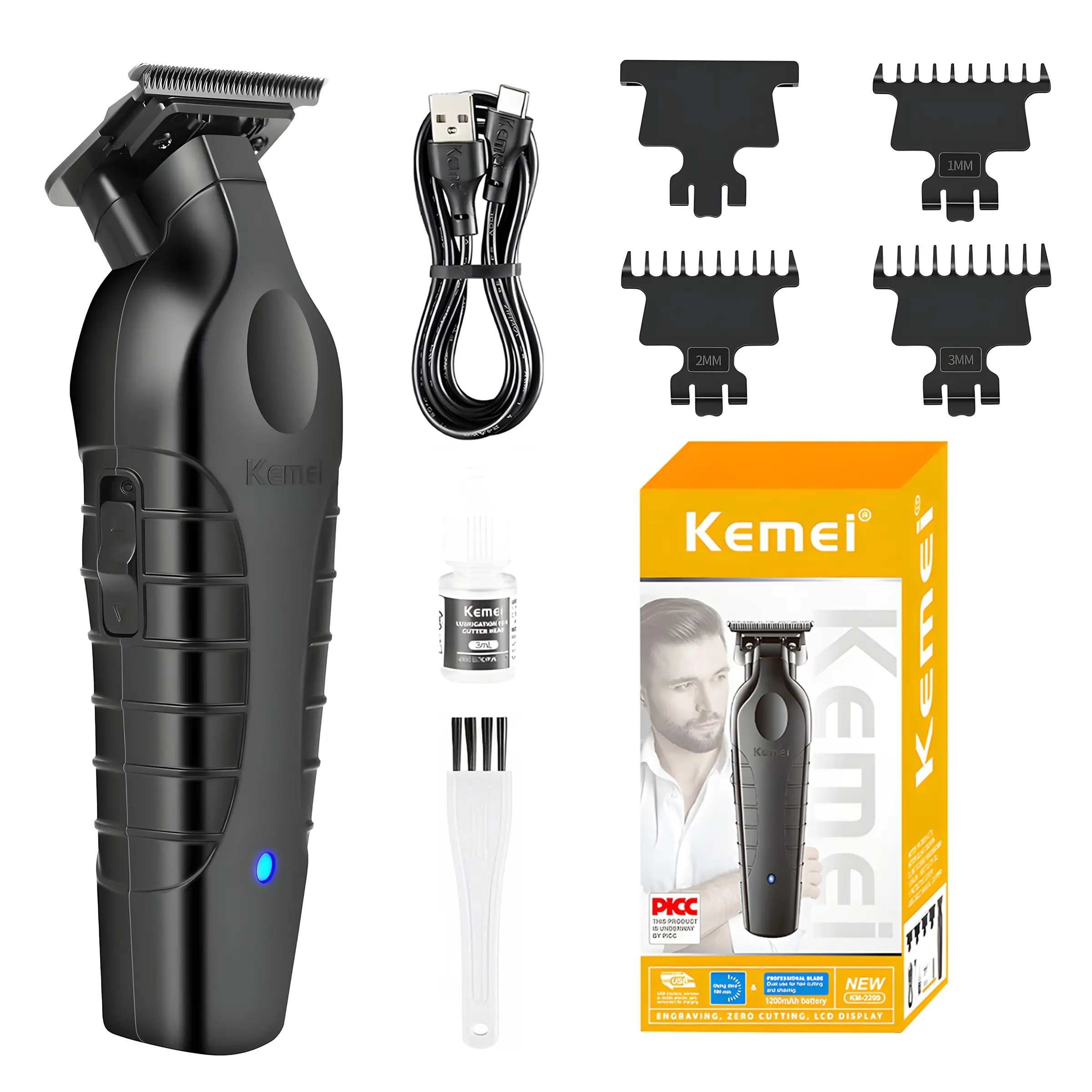 Portable USB Rechargeable Hair Trimmer, Cordless Precision Grooming Tool, Ideal Holiday Gift, Must-Have Zero Skill Barber Kit