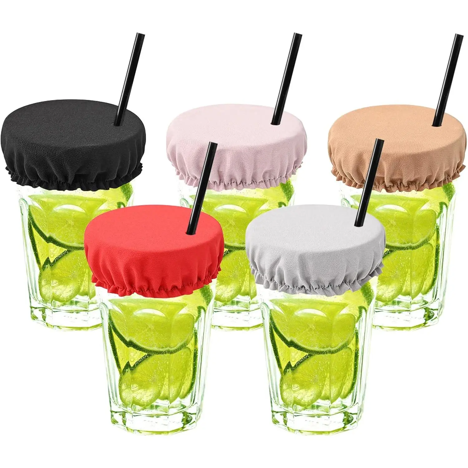 5 Pcs Reusable Drink Cup Lids with Straw Hole, Alcohol Protection Cup Lid Covers to Keep Out Unwanted Items for Bar, Club (No Warning Applicable)