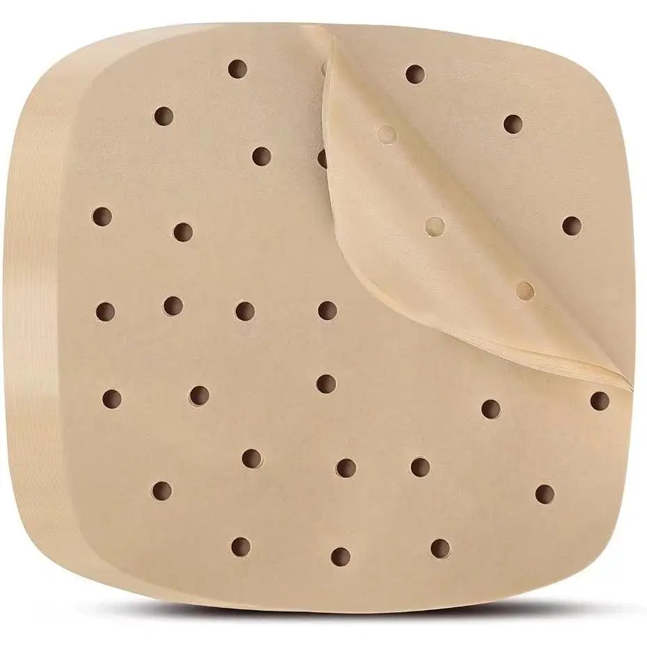 Air Fryer Parchment Paper Liners: 200PCS 8.5 inch Square Perforated parchment paper for Air Fryer, Premium Bamboo Steamer Liner for Air Fryers Baking Cooking Oven