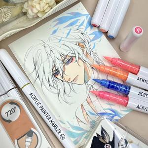 acrylic paint marker set, 1 set acrylic brush paint marker pen, diy graffiti painting pen for stone, glass, ceramic, diy kit, metal, teen girl gifts, arts & crafts supplies, funny gift