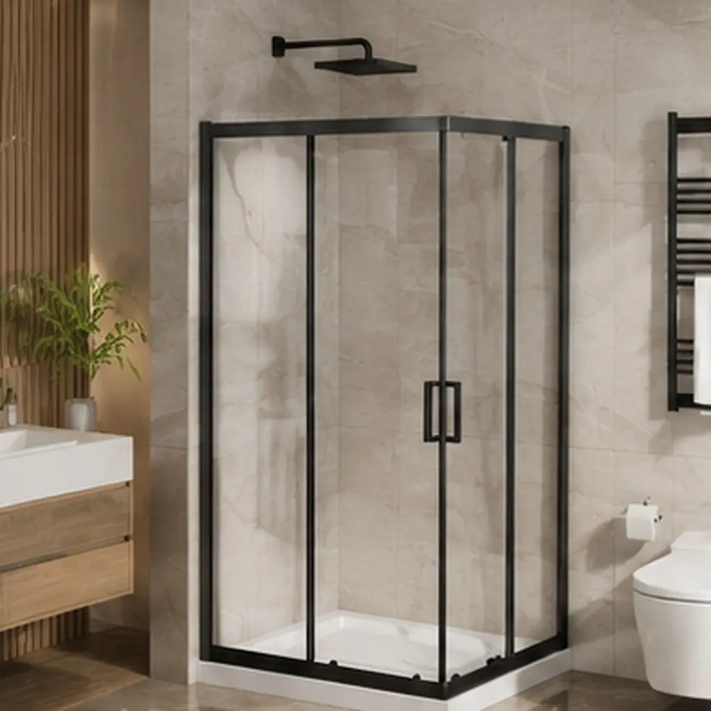 ARCH 36x36x72 Inch Corner Shower Door Enclosure, Matte Black Aluminum Frame, 5mm Clear Tempered Glass, Sliding Door, Modern Bathroom Shower Stall with Explosion-Proof Coating, Waterproof Seal Strip, Easy Install, Matte Black Color Options