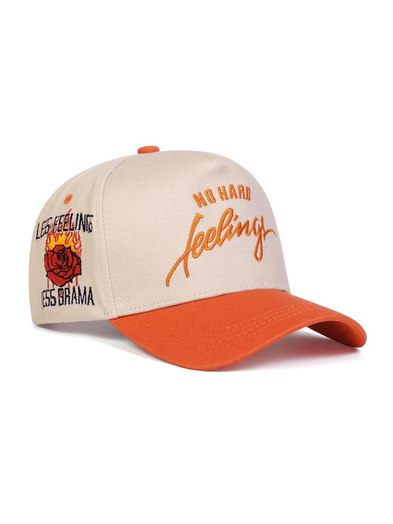 Unisex Street Trend Rose & Letter & Fire Embroidery Baseball Cap, Casual Trendy Baseball Hat, Fashionable Hat for Outdoor Sports for Men & Women, Embroidered Snapback Cap