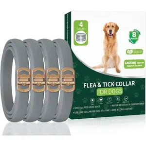 4 Pack Adjustable Waterproof Grey Flea Collar for Dogs, 32 Months Flea and Tick Prevention & Treatment