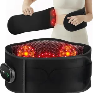 Red Lights Waist Back Massager, Body Care Machine, Abdominal Lumbar Electric Heating Pad, 3 Heat Levels, Vibration for Back Relax