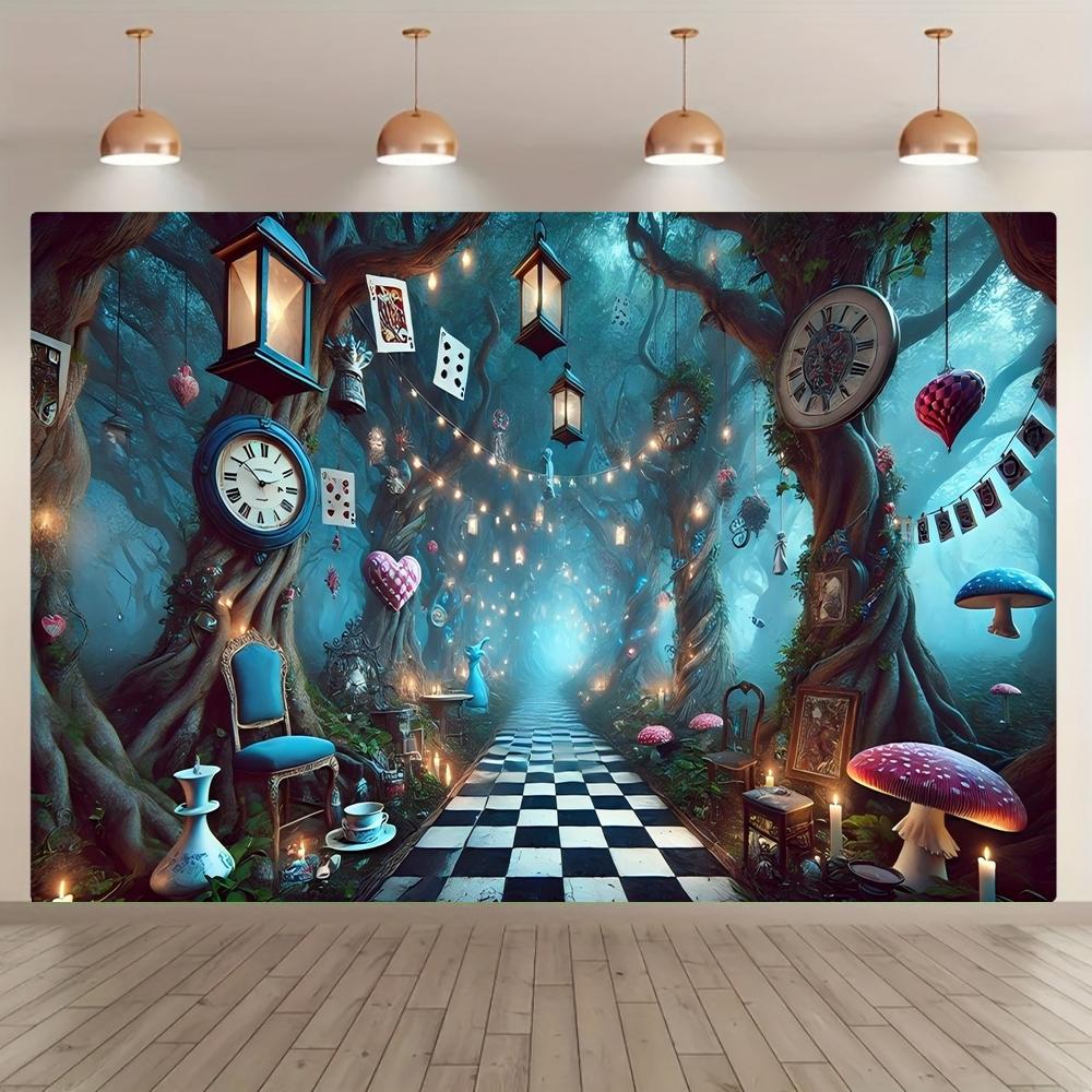 Night Wonderland Theme Party Banner, 1 Count Creative Pull Flag, Props Background Cloth, Indoor & Outdoor Garden Party Decoration, Ornaments