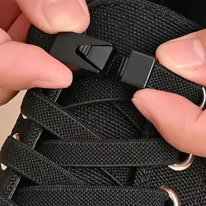 2pcs Lazy Elastic Shoe Laces, Includes Stretchy Shoelaces and Triangle Buckles, Adjustable Fit, Quick On-Off, Unisex Sports Shoes Accessories