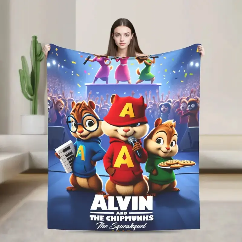 Alvin and the Chipmunked Warm Blanket  Boy Girl Plush Throw Blanket Novelty Living Room Flannel Bedspread Sofa Bed Cover