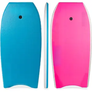 Heat Sealed EPS Core Bodyboard with Hard Slick Bottom, Universal Boogie Board for Kids & Adult Beach Surfing, Lightweight Wave Riding Board with Detachable Wrist Leash