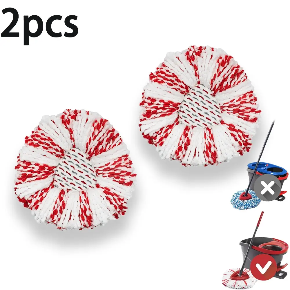 2-Pack Rotating Mop Head Replacement Kit, Dry and Wet Use, Reusable Mop Heads, Ideal for School, Dorm, Home, Hotel, Restaurant