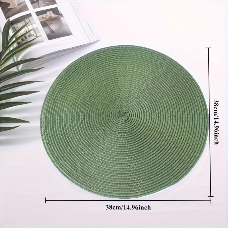 Set of 6 Hand Woven PP Round Placemats - Solid Color Heat Resistant Mats - for Dining Table Bowls Plates Coffee Cups - Easy to Clean and Dry Stylish Home Decoration