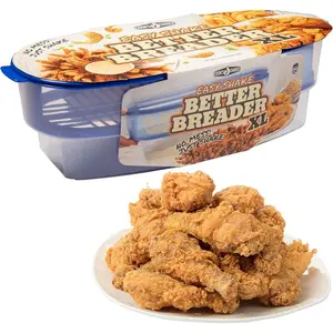 COOK'S CHOICE XL Original Better Breader Bowl 16" Mess-Free Breading Station for Chicken, Fish, Wings & Vegetables – Shake & Coat Batter Tray w Lid for Air Fryer Prep, Fish Fry, Tenders & Easy Cleanup