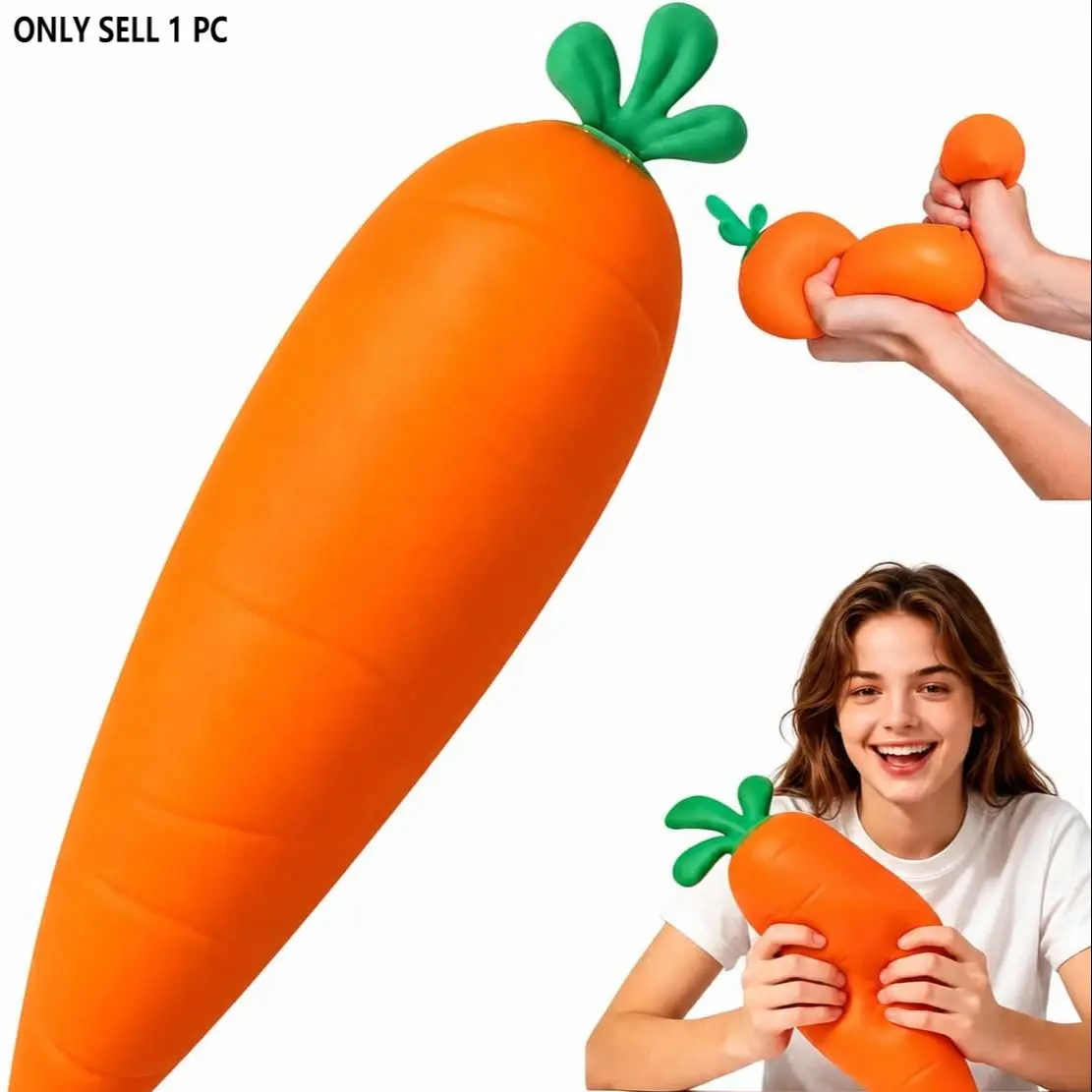 Giant Carrot Stress Ball, Slow Rebound Relaxation Toy, New Realistic Giant Carrot Shape Squeeze Ball, Soft Cute Anxiety Relief Gift