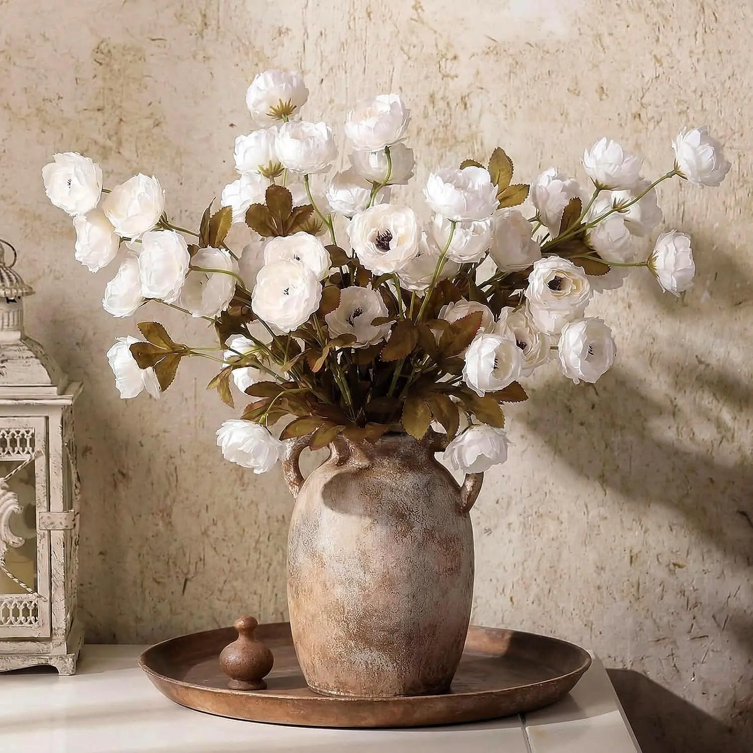 6/12pcs stems artificial peony flowers, 6-head faux silk peonies. Ideal for wedding decor and vase arrangement. Champagne artificial flowers perfect for DIY bouquets, table centerpieces, bridal shower decor, home and office decoration.