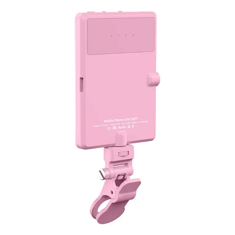 Rechargeable LED Selfie Panel Light, Clip-On Phone Camera Fill Light for iPhone and Android, Portable Professional Cellphone Lighting Accessory, Rechargeable Photography Light