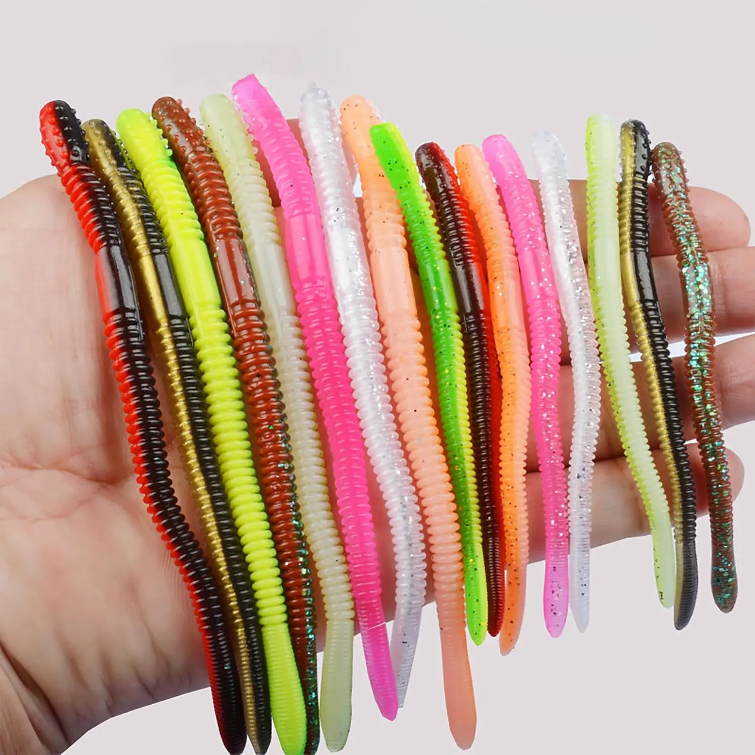 Senko Worms for Bass Fishing - 3.94/5.12 Inch Soft Plastic Stick Baits, 30 count Bulk Pack in 5 Colors (, White, Green, Orange, Black) for Wacky  &  Sink Action