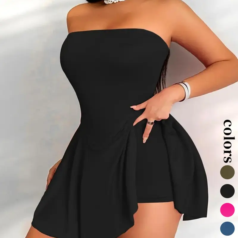Women's Plain Tube Fit Backless Dress, Fashion Casual Sleeveless Dress for Daily Outdoor Wear, Ladies Dress for Summer, Piece