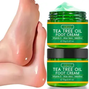 Set of 2 Tea Tree Oil Foot Creams, Hydrates Dry, Rough and Cracked Skin, Softens and Smooths with Long-Lasting Fresh Fragrance, Gentle All-Season Foot Care for Men, Women and Pets | Revitalizing Moisturizing Foot Care | Nourishing Formula Hydrating