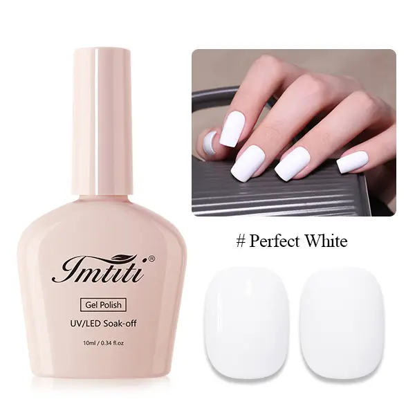 IMTITI -Simple Solid Color- Perfect WhiteCollectionUV/LED   Polish, All Seasons, 10ml soak-off  long lasting quick-drying formula soft  acry gel nails enthusiast tpo free uv beginner woman ombre press home decor ruber