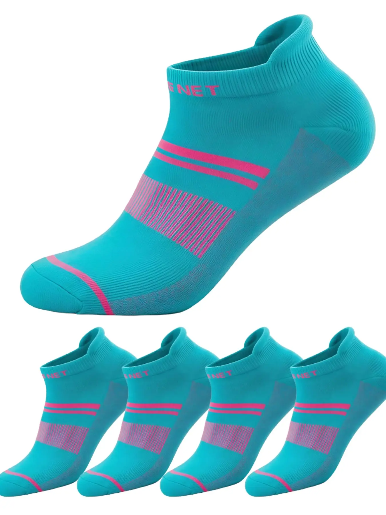 Breathable Mesh Athletic Ankle Socks, Non Slip Dotted Sole, Striped Low Cut Trainer Socks, Cushioned Arch Support, Multi Color, Lightweight