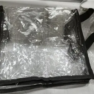 Large, transparent, thick plastic storage box with a hinged lid. Heavy-duty, durable, and high-capacity storage box, perfect for home, camping, travel, attic, and moving. Transparent Storage Bins