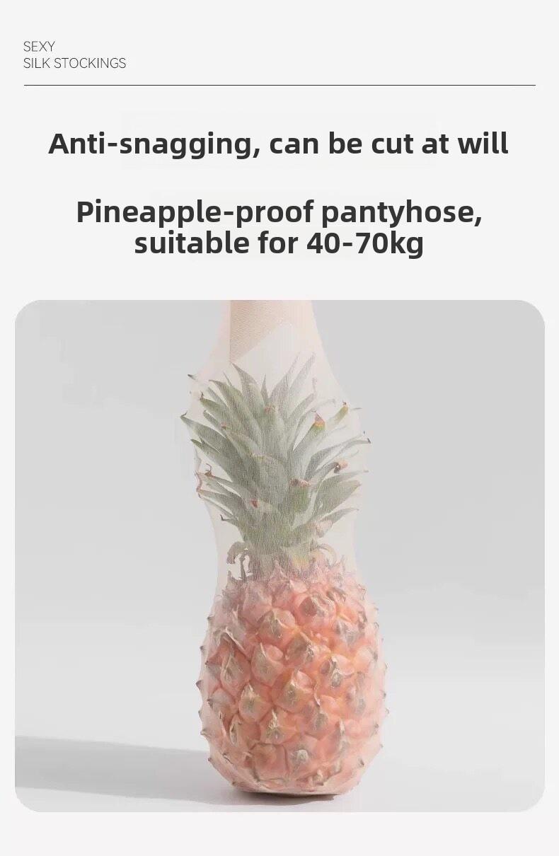 New Fashion Net Red Pineapple Pantyhose Anti-Run Tights Sheer Skin Color Invisible Spring Summer Thin Any Cut Light Leg Tights Black Socks