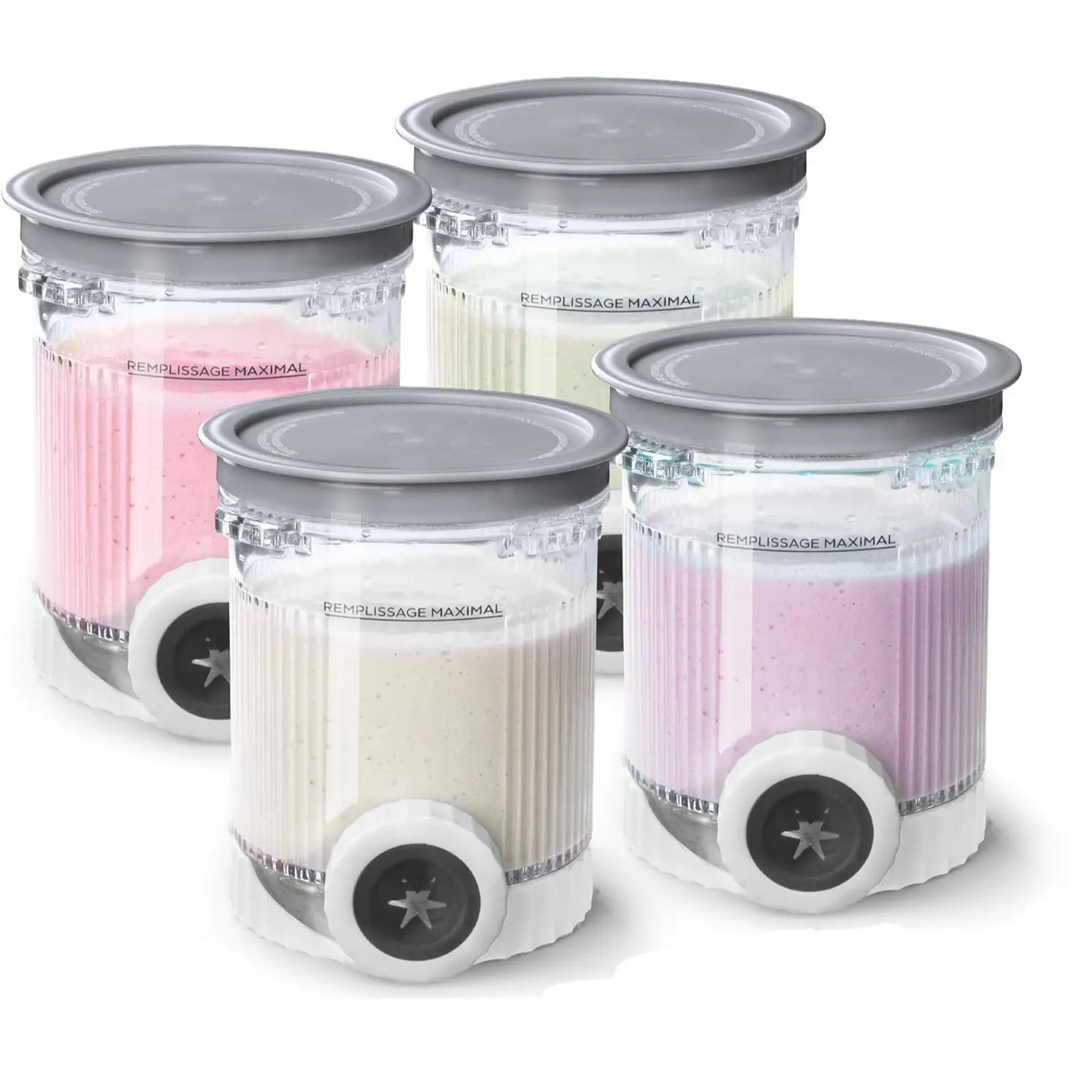 4 Pcs Swirl Ice Cream Replacement Cups with Lids for Ninja NC700/NC701 Soft Serve Maker, for Homemade Ice Cream, Frozen Shakes and Smoothie Kitchen Storage Container