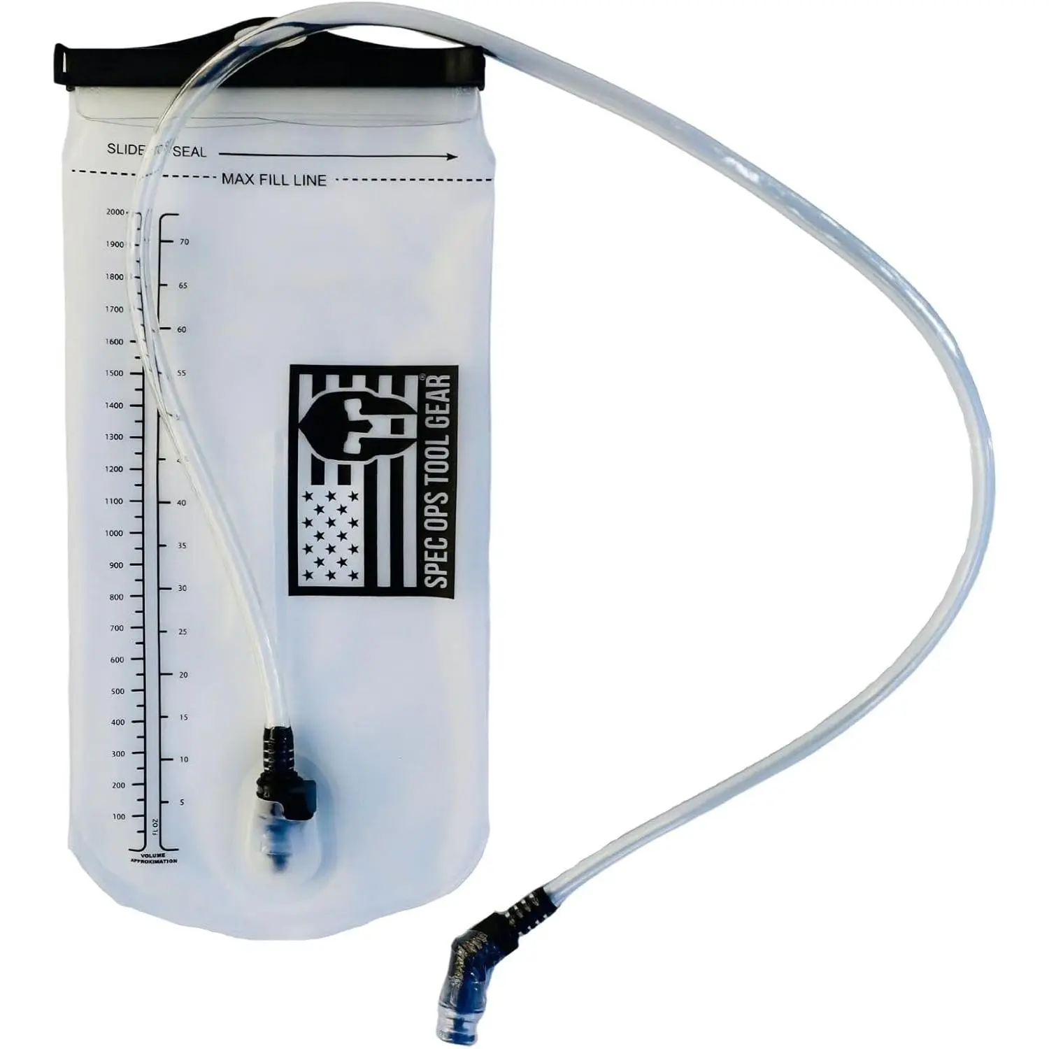 Tool Gear 2L Leak-Hydration Bladder – Transparent Military Reservoir with Bite Valve, Roll-Top Seal, for Tool Vests & Hydration Packs