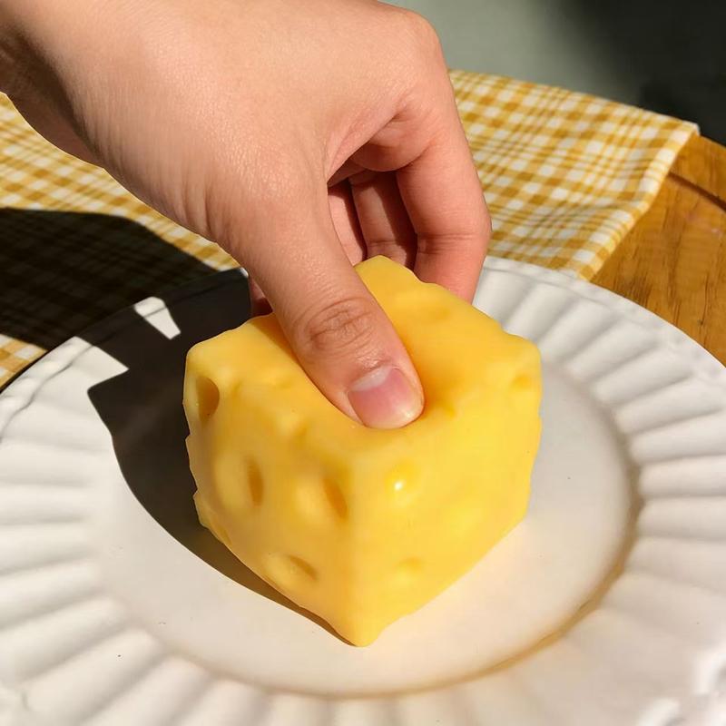Cute Yellow Cheese Squishy 6cm – Soft Moldable Squeeze Fidget Toy Stress Relief 2/4 Pack