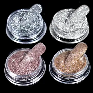 Diamond Nail Glitter 4 Colors Sparkling Korea Reflective Diamond Glitter Dust Shiny Powder Pigment Nail Supplies for Nail Art Gel Polish Disco Party Nightclub Wedding Crafts