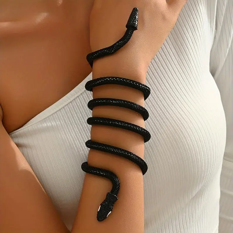Unisex Bendable Gothic Snake Jewelry Set - Exaggerated Form, Adjustable Necklace, Body Chain, Arm Bangle, Comfortable, Easy to Wear for Holiday Celebrations, Daily Streetwear