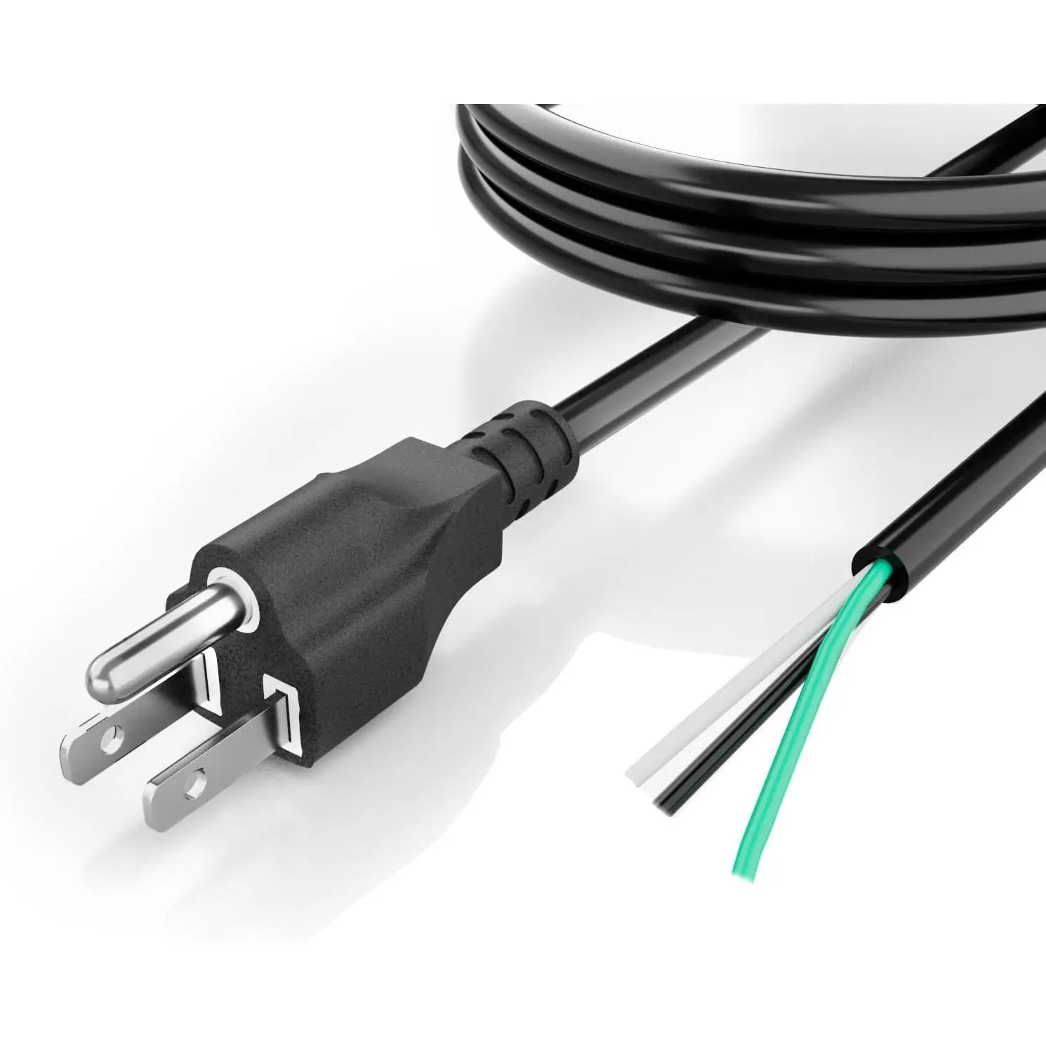16 Gauge 3 Prong Heavy Duty  6ft Power  Cord  120V Pigtail for  AC Appliance, NEMA 5-15 Plug  SJT 16AWG (6ft) (16 Gauge-6ft)