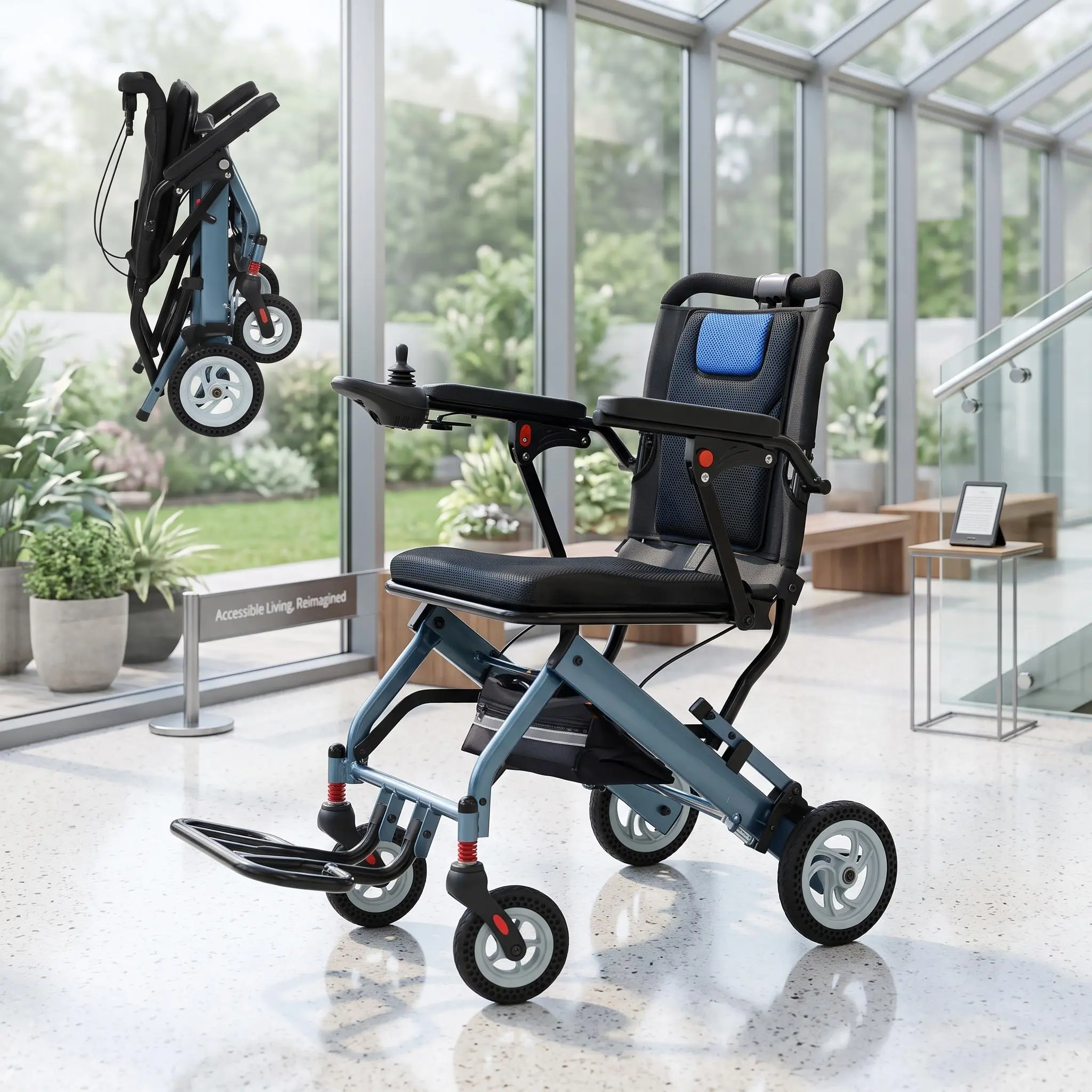 【GARVEE】Ultra-Lightweight Aluminum Transport Wheelchair for Adults - 16" Wide Comfortable Seat - Collapsible Design, Handbrake, Removable Armrests - 8" PVC Wheels