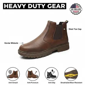 Waterproof Slip-Resistant-Sole Shoe Anti-slip Durable Outdoor Comfortable Splash-proof Smash-proof Puncture-proof Breathable Safety Shoes Unisex Chef Work Shoe Steel Toe Protection Non-slip EVA Sole Industrial Construction Professional Kitchen Footwear