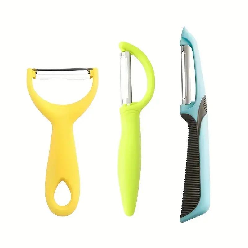 Stainless Steel Peeler Set, 3 Counts/set Multifunctional I & Y Shape Peeler for Fruits, Vegetables, Potato Peeler, Vegetable Cutter, Vegetable Cutting Slicer, Vegetable Peelers For Kitchen, Kitchen & Gadgets, Kitchenware