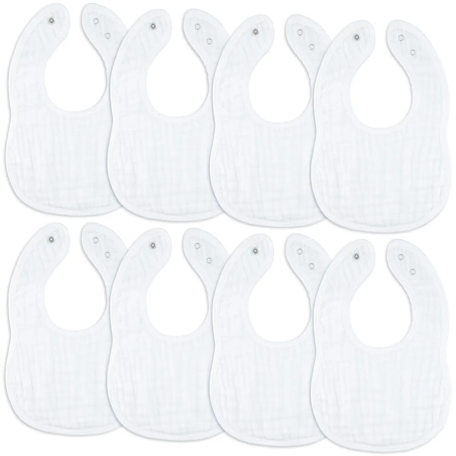 Bibs  Babies, Pack of 8 - Soft and Highly Absorbent, Feeding, Drool and Teething Bib, Adjustable Snaps - Stylish & Colorful Unisex Designs, Giftable Set - White New model