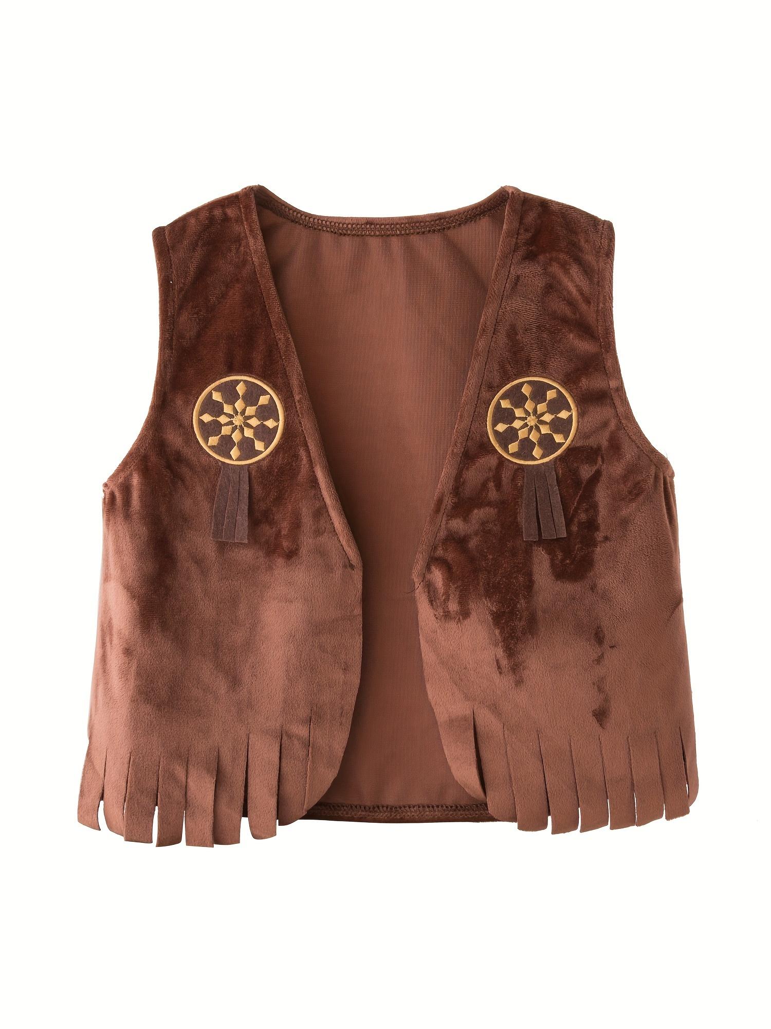 Boys' Western Cowboy Costume Set (Includes Vest, Pants, Scarf, Hat), Suitable for Activities