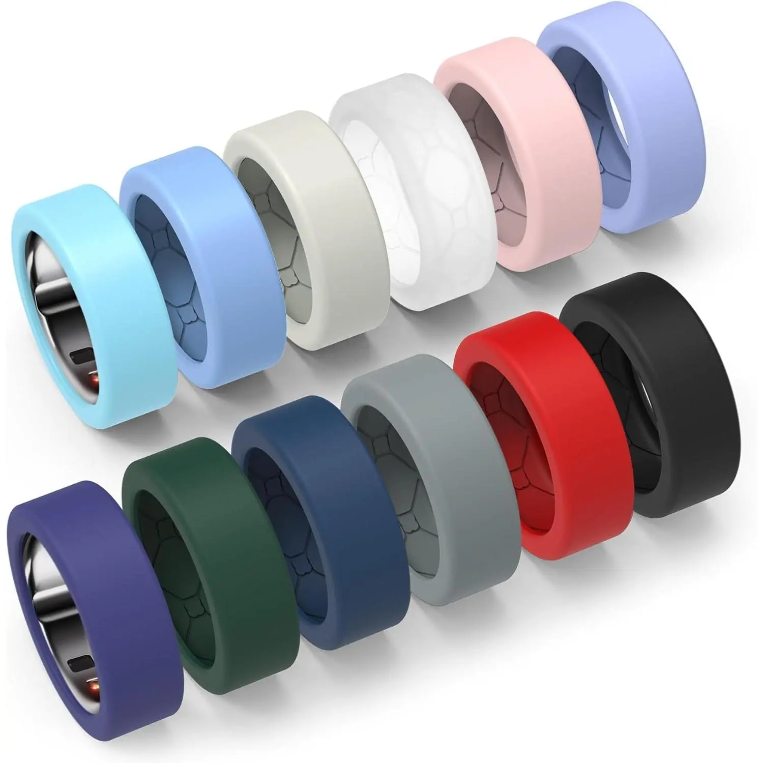 [12 Pack] Wearable Accessories Silicone Protector Cover for Oura Ring Gen 3/4, Samsung & Ultrahuman Ring, Upgraded Anti-Slip Diamond Text. Anti-Scratch for Men/Women, Multicolor S-Patent Pending, Diamond Texture, Anti-Slip Grip
