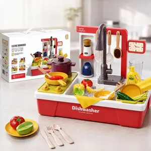 Summer Multifunctional Water Play Toy, Dishwasher Toy, Kitchen Sink with Flow, Electric Faucet, Auto Water Circulation, Role Play Toy