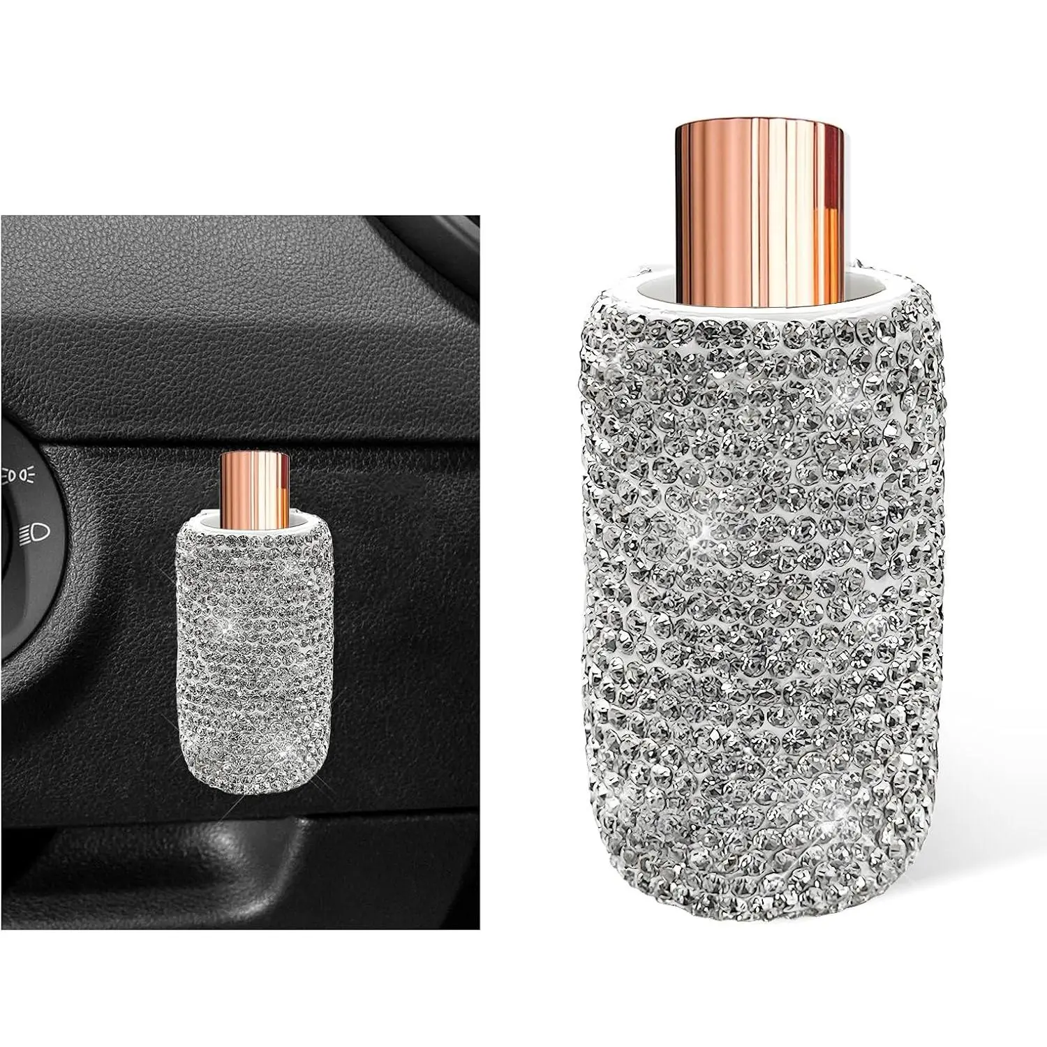 Upright   Holder, Sparkling Rhinestone Lip Balm Mount  Lipsticks Organizer, Bling Insulating Lip Balm Holder Auto Interior Accessories for Women Girls (White)