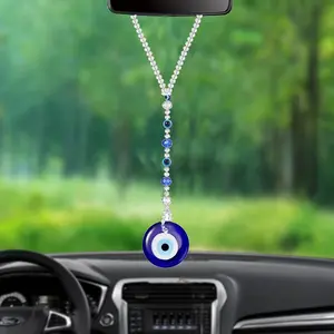 Evil Eye Car Hanging Ornament Evil Blue Eye Charms for Rear View Mirror Evil Eye Beaded Decor Evil Eye Car Additions