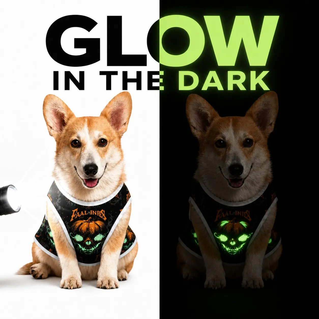 Glow in the Dark Pumpkin Skull Halloween Dog Clothes, Cool Touch Pet T-Shirt, Lightweight Breathable Luminous Puppy Vest, Spooky Artistic Costume with Cooling Sensation for Medium Large Dogs, Soft Wash Resistant Trick or Treat Apparel