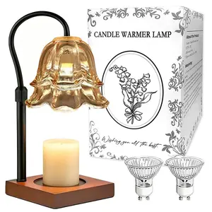 Safe No Flame Candle Warmer Lamp Timer Gold Floral Adjustable Home Fragrance Decor Gift