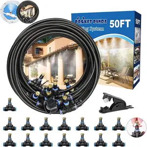Misters for Outside Patio, 50FT|15M Outdoor Water Misting Cooling System. Backyard Mist Kit for Garden Greenhouse Fan Deck Umbrella Canopy Pool Porch Trampoline Sprinkler Park BBQ Party Accessories