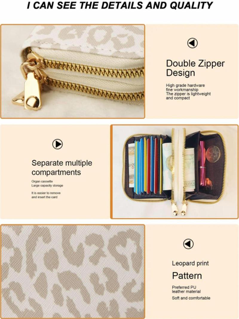 Fashion Leopard Pattern Zipper Card Holder, 2024 New Style Casual Versatile Card Holder for Women, Trendy All-match & Exquisite Card Holder for Daily Use, Purse