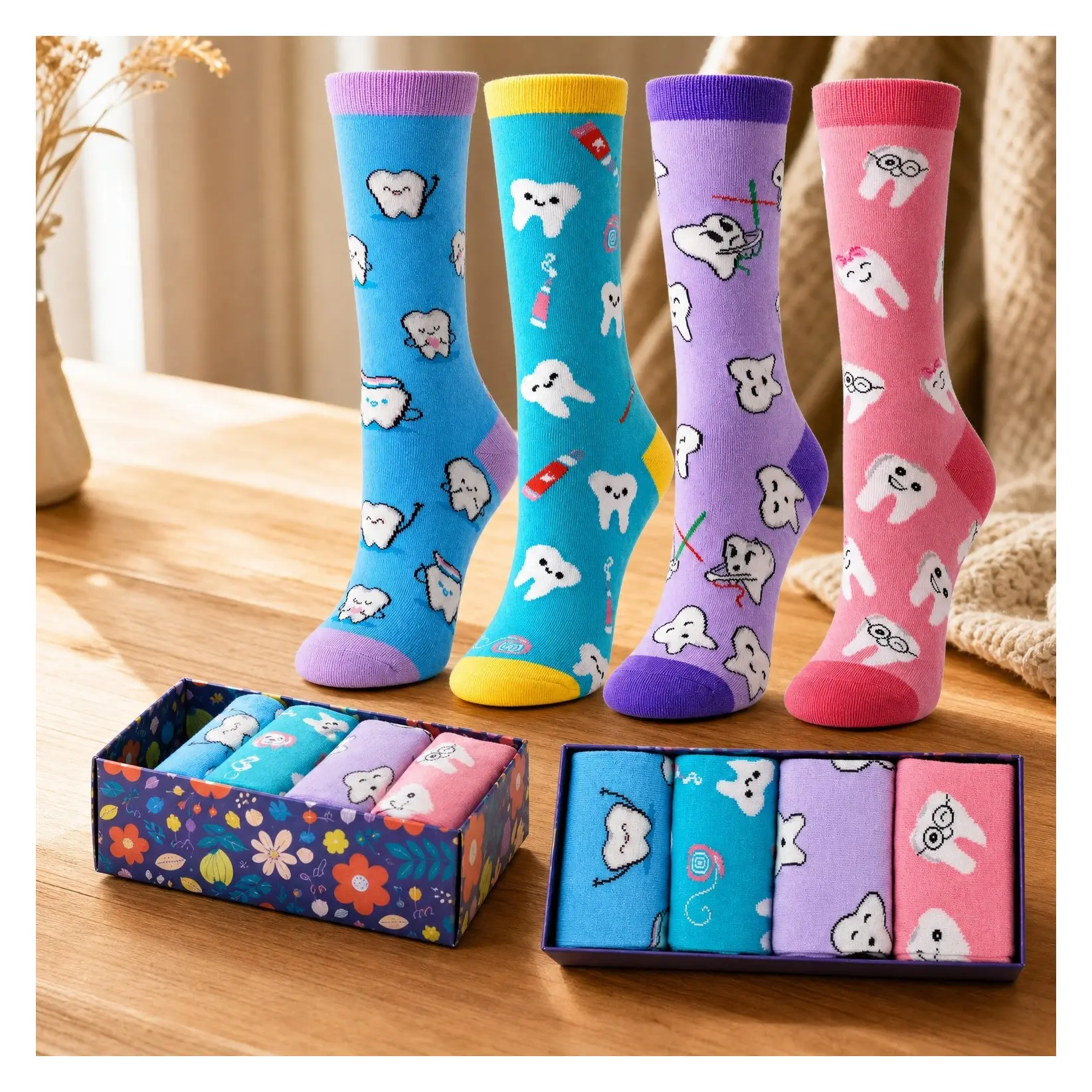 Funny Dental & Nursing Socks - Tooth Gifts for Nurses, Dentists, Dental Assistants & HygienistsGift