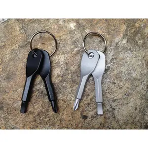 Outdoor Edc Portable Multifunctional Tool Stainless Steel Keychain Screwdriver Flathead Head Keyring Key Chain